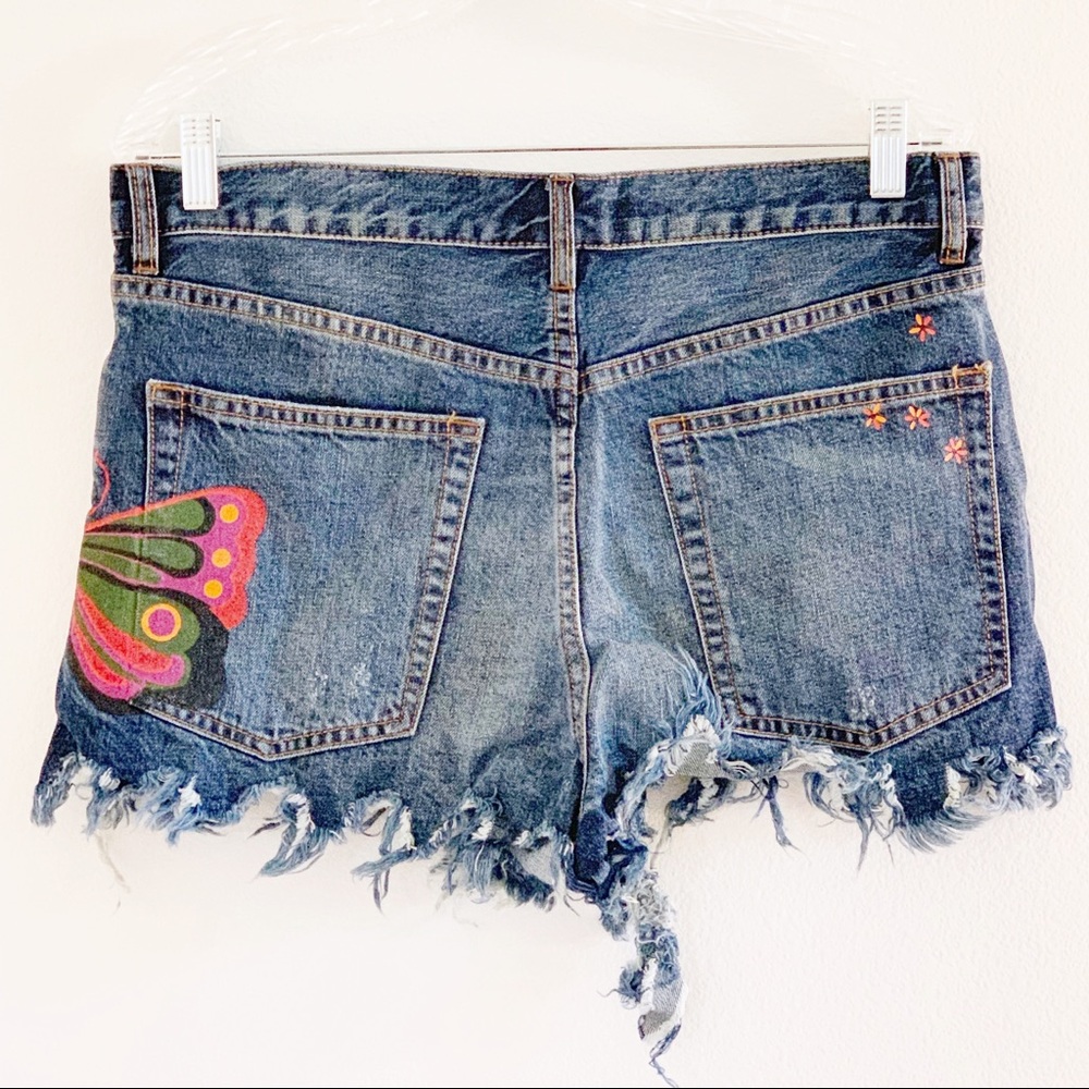 Free People Embroidered Shorts w/ Frayed Hem SZ 30 - Picture 6 of 12